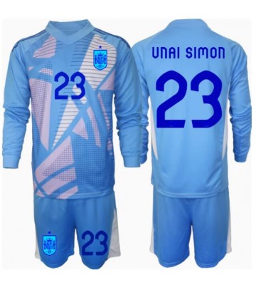 Spanien Unai Simon #23 Målvakt Hemmatröja Barn EM 2024 Långärmad (+ Korta byxor)
